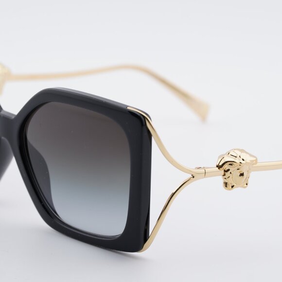 Versace VE4502U GB1/87 Sunglasses Black/Gold Square Frame, Grey Gradient Lenses - Picture 7 of 9
